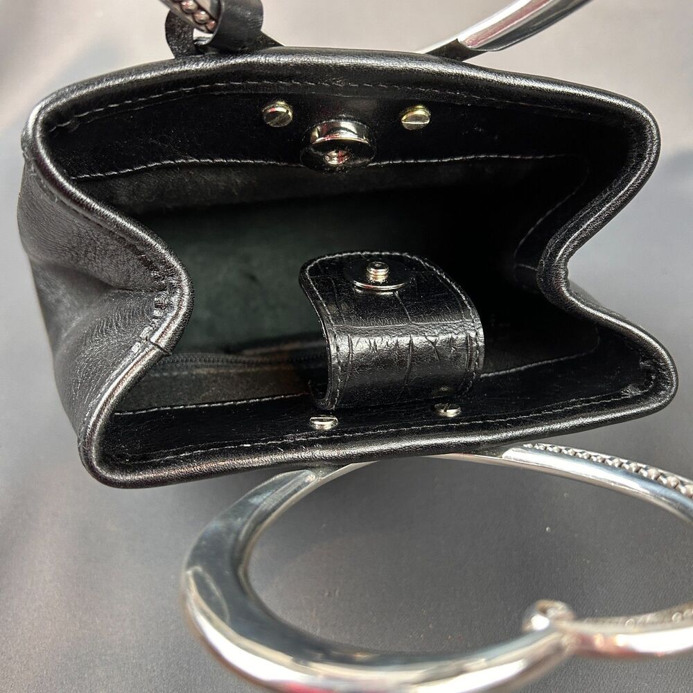 Brighton Corazon Black Embossed Leather Silver Heart Handles NEW - Picture 7 of 16